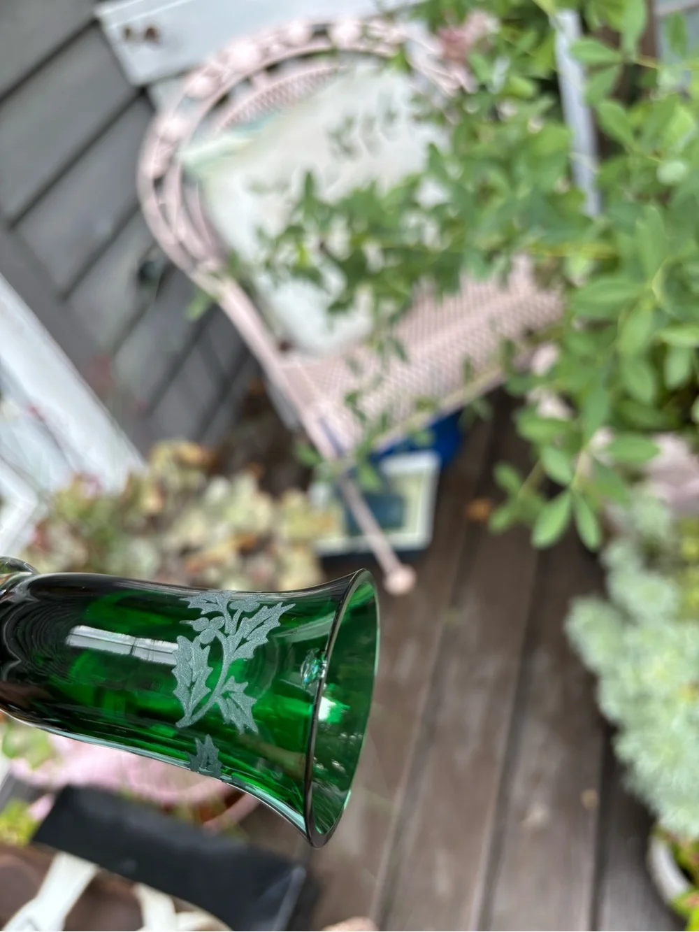 Pair of Emerald Green Crystal Candle holders